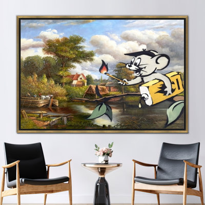 Corrupted Oil Jerry Graffiti 3D Canvas Wall Art - Unique Banksy Inspired Gift