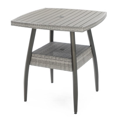 Fionnula Square Wood Metal Outdoor Bar Table With Umbrella Hole , 38'' in. W 38'' in. D