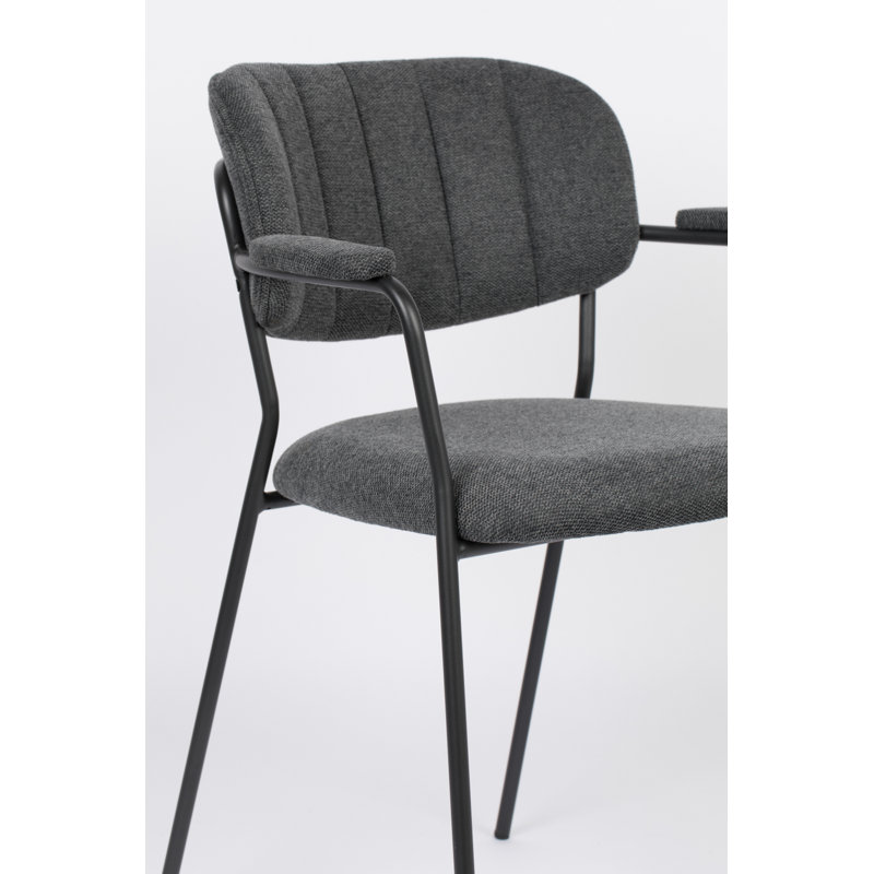 Jolien Upholstered Arm Chair, Dark Gray, Black