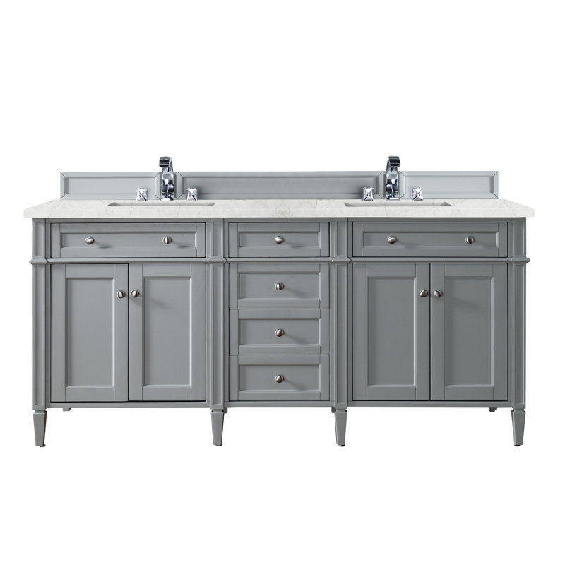Brittany 72'' W Double Vanity, Eternal Jasmine Pearl, Urban Gray
