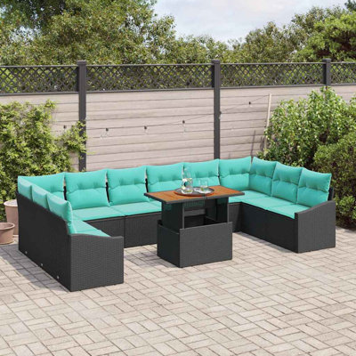  Garden Dining Set With Cushion Manual 11 Pcs Black And Teal