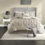 Ensemble de literie élégant 7 pièces, polyester taupe, décoration intérieure sophistiquée