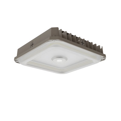120-277v 10 Inch Led Canopy Light Fixture, 0-10v Dim, 100/80/60w Adjustable Watt And Cct 5000/4000/3500k, Bronze, 1 Pack 