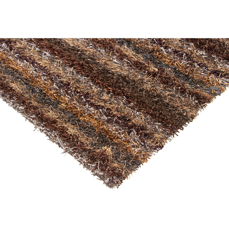 Kubu Hand Loomed Striped Area Rug in Brown/Gray/Tan, Rectangle 5' x 7'6"