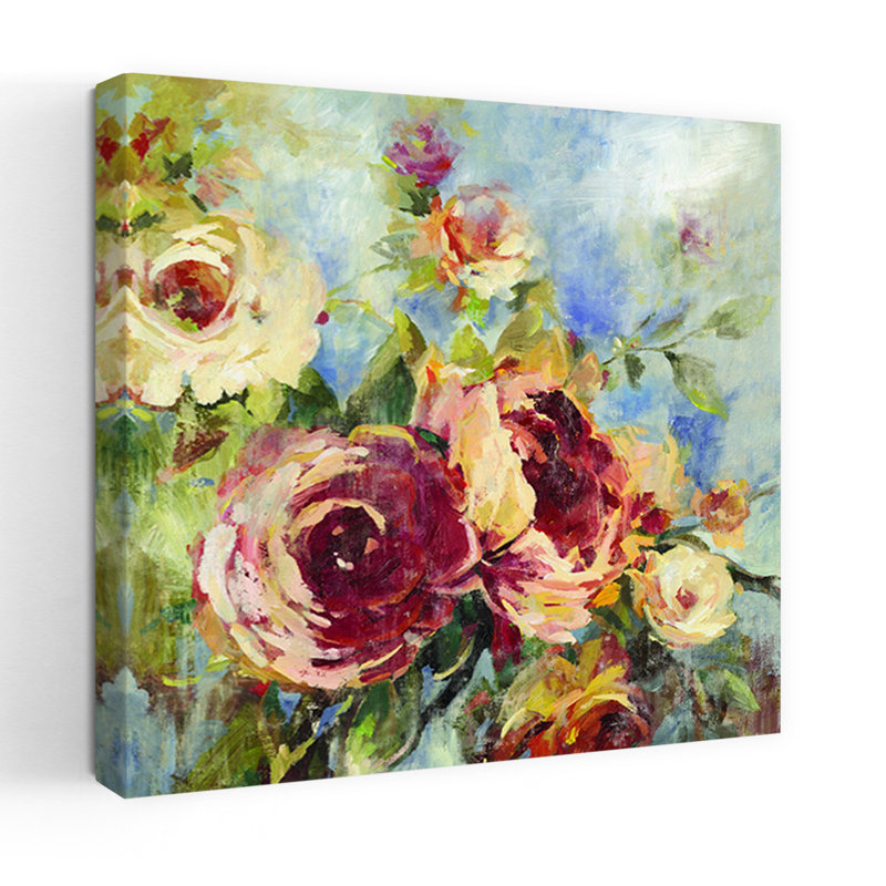 Art floral rétro, délicat et romantique, H 18 po x l 18 po
