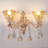 Antique Wall Crystal Sconces Lamp Gold Glass Flower Lampshade With Beveled Crystals 2 Lights