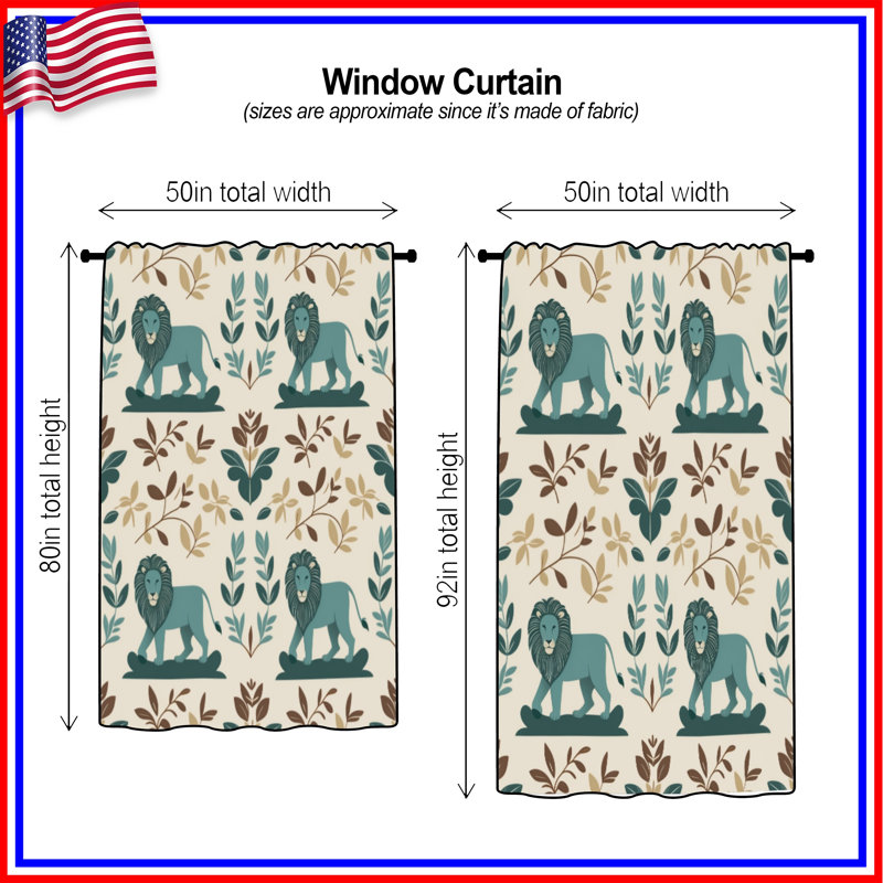 Rideaux de fenêtre à motif de feuilles de lion, voilages et rideaux occultant - 1 panneau, 50 po x 80 po - 1 panneau
