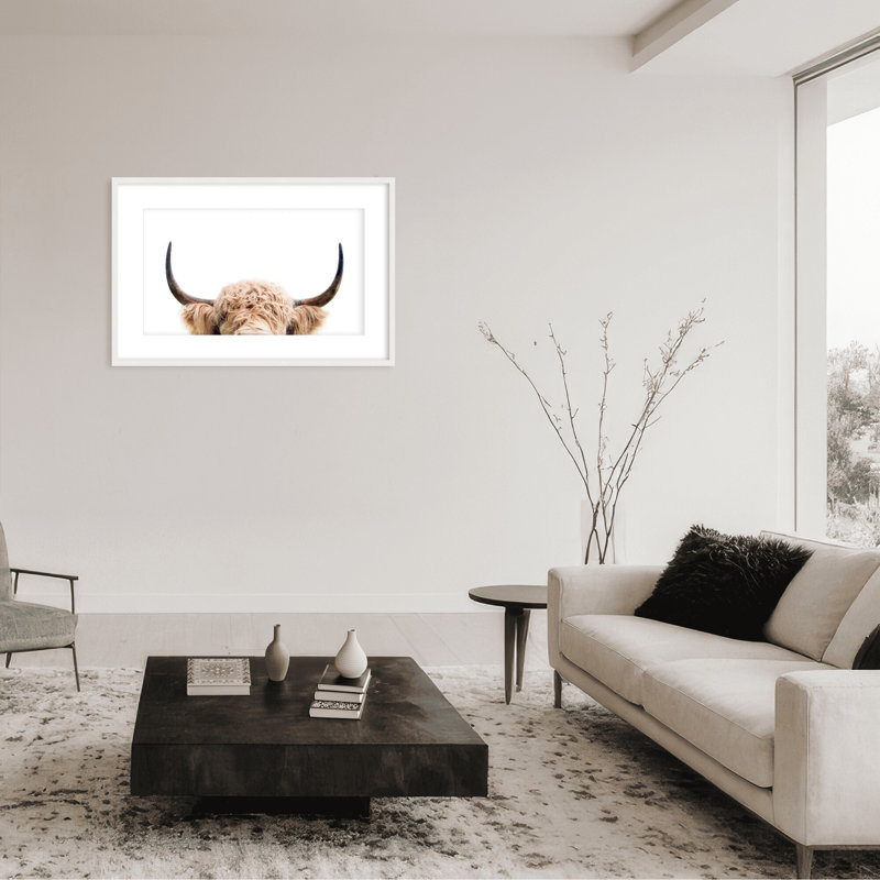 Nature Inspired Peeking Cow by  - Picture Frame Photograph on Paper, 24" H x 36" W x 1.5" D, Wrapped Canvas, Does Not Apply