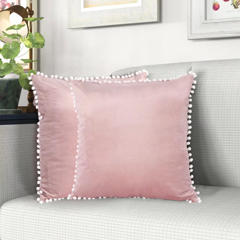 Kaetzel Pom-poms Velvet Pillow Cover