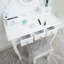 Coiffeuse 5 tiroirs à miroir simple blanc