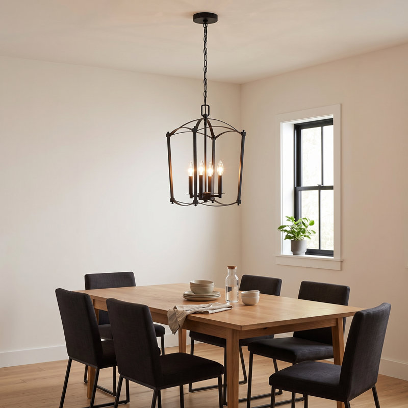 Luminaire suspendu noir mat à 4 lumières, H 20,08 po x l 12,01 po x P 12,01 po, Noir mat, 4 lumières