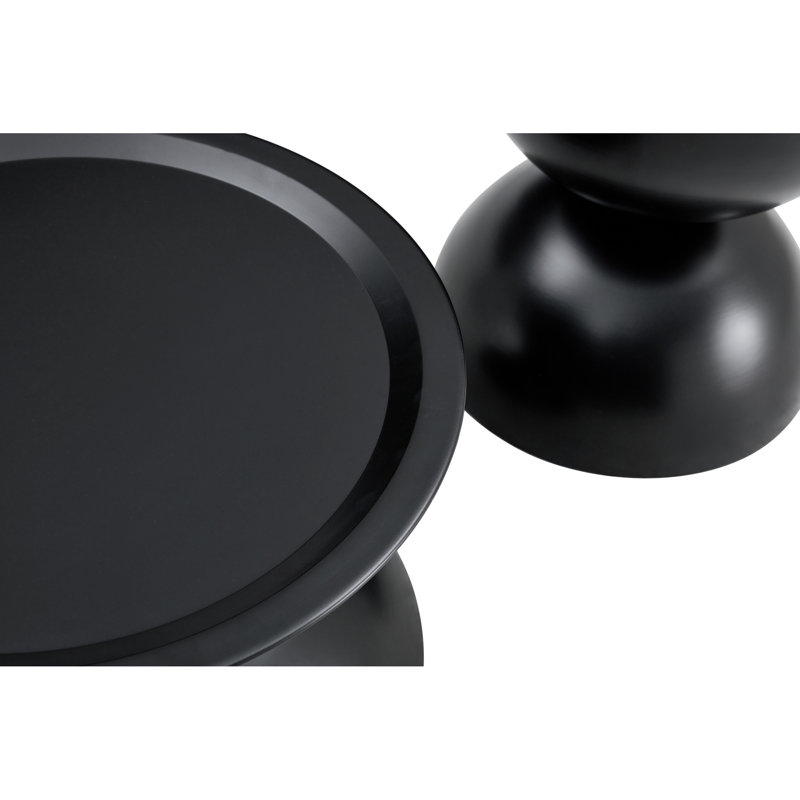 Table basse ronde noire avec plateau de rangement mobile - Table de bout / d'appoint multifonctionnelle pour le salon et le bureau