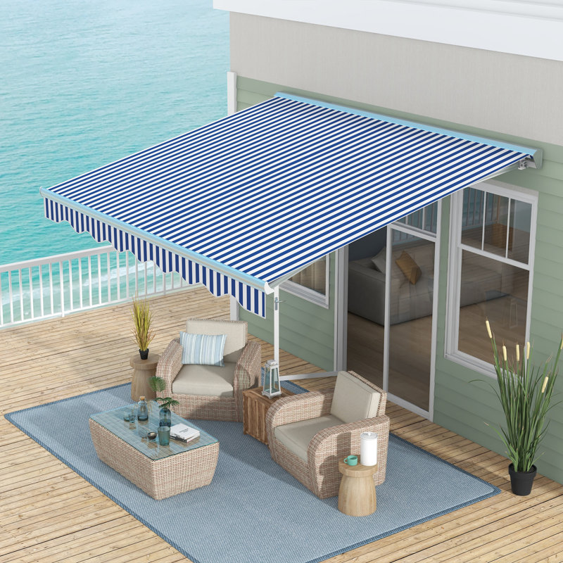 Auvent électrique avec lumières DEL, Bleu, Couleur unie