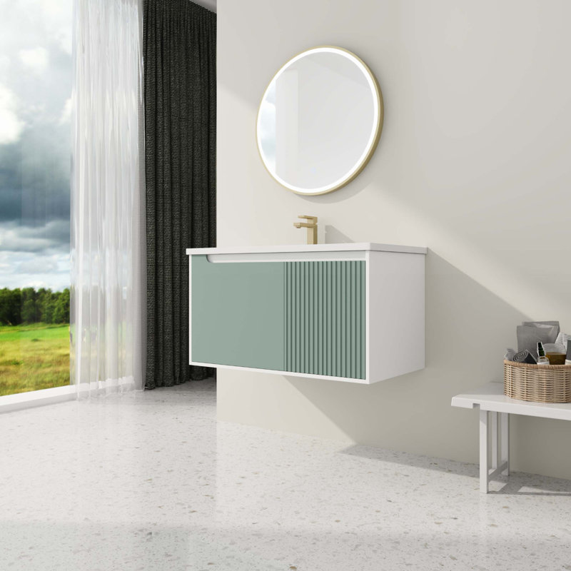 Meuble-lavabo mural 36 po avec lavabo en céramique