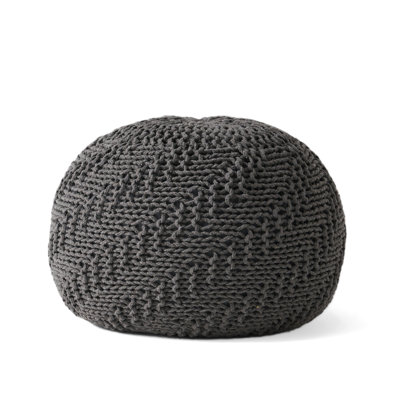 Modern Pet Knitted Pouf In Dark Grey - Handmade Fascination, 20" X 14 Round Grace, 20 Inches