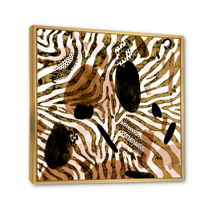 Impression sur toile, motif africain, H 16 po x l 16 po x P 1 po, Toile avec cadre flottant or