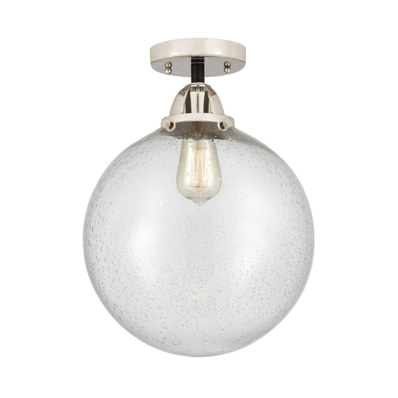 Plafonnier semi-encastré en verre Alfonsa, Ampoule non incluse, Oui, Nickel poli noir