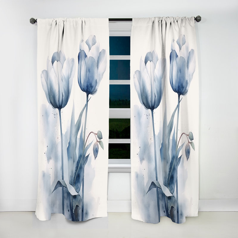Akkaya Tulip Dreams III - Traditional Velvet Curtain - Room Darkening - 1 panel, 52" W x 63" L