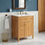 Meuble-lavabo 24 po avec lavabo, meuble-lavabo en bois avec tiroir rabattable, 2 tiroirs à fermeture en douceur, 1 porte à fermeture en douceur, bois massif et panneau de fibres à densité moyenne, poignées en bois élégantes