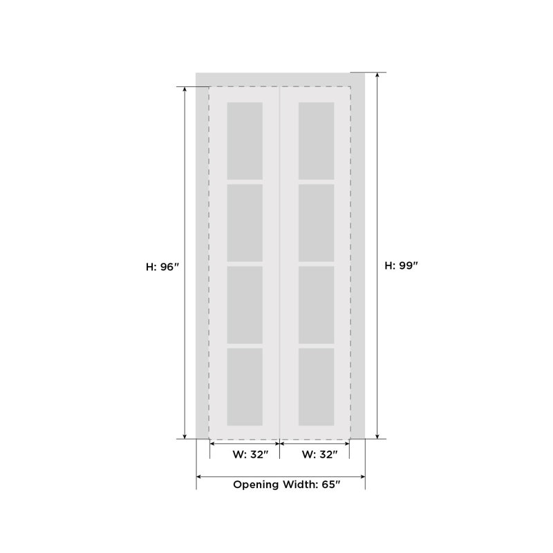Porte standard à panneaux en bois massif, 64 po x 96 po