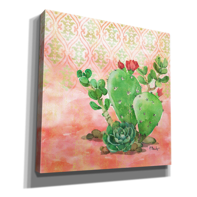 «Cactus IV - Coral» par Paul Brent, art mural sur toile, H 37 po x l 37 po x P 1,5 po