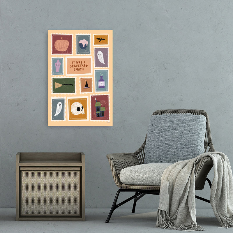 Art mural fantaisiste rétro Graveyard Smash, 36" H x 24" W
