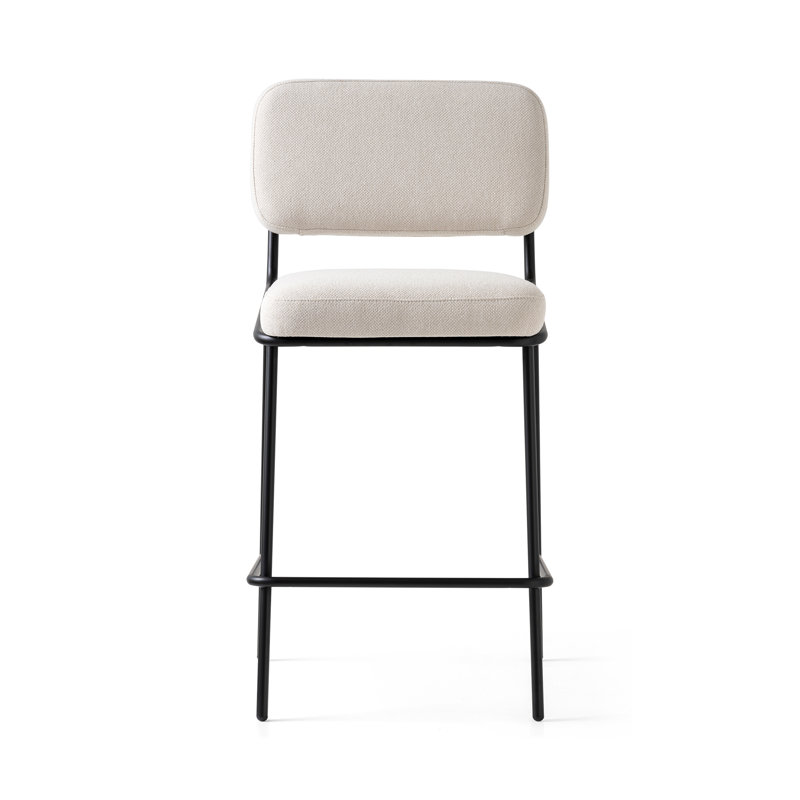 Sixty Upholstered Counter Stool with Metal Frame, Counter Stool (25.63" Seat Height), Painted Brass, Dark Forest Green