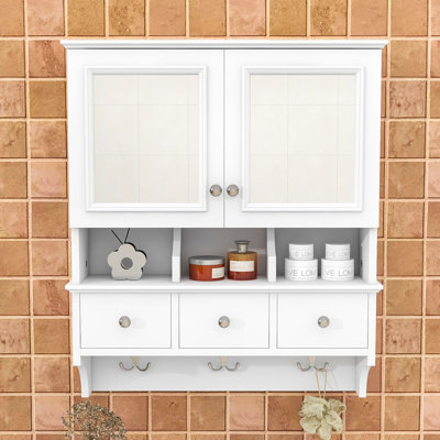 Armoire de salle de bain luxueuse avec tablette, tiroirs, miroirs et crochets