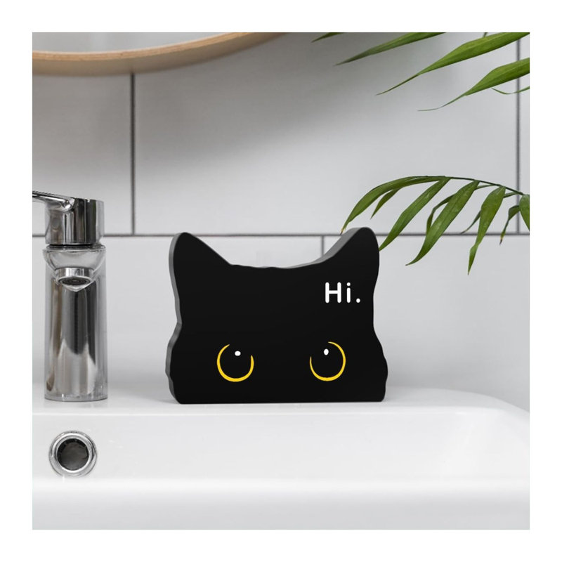 Drôle de décoration de chat noir en acrylique 5 x 4 pouces
