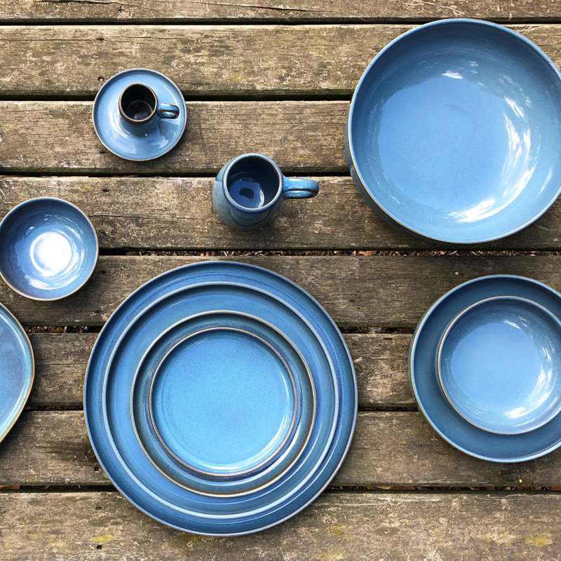 Habraham 4 Piece Dinner Plate Set, Blue