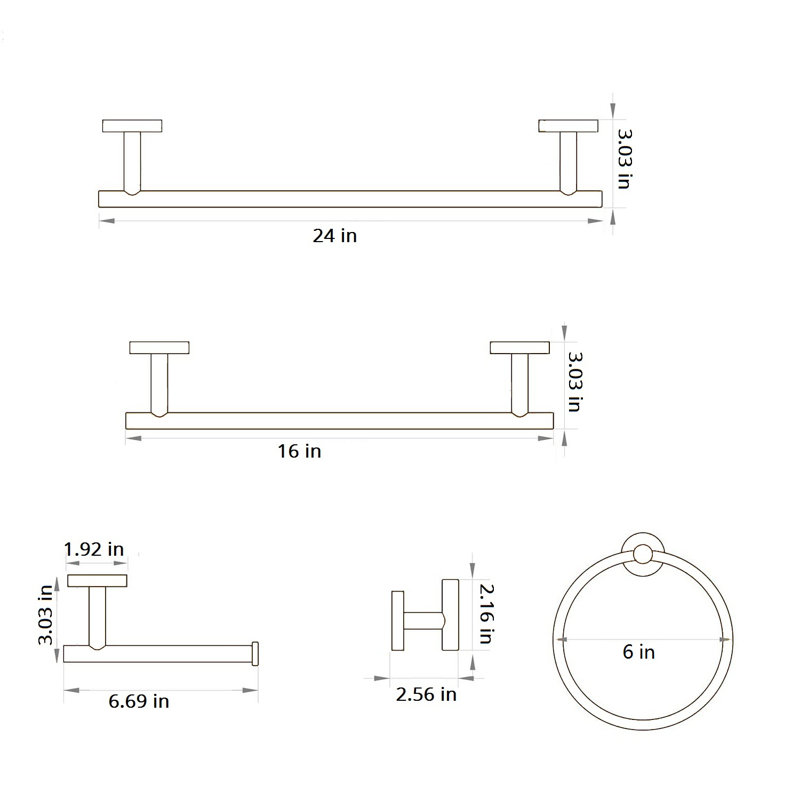 Ensemble de quincaillerie de salle de bain 6 pièces, Argent