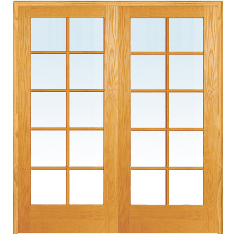 Porte française intérieure pré-montée en pin brut 10 pièces, 48 po x 80 po, Les deux sont actifs