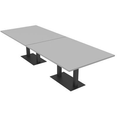 Table de conférence rectangulaire avec base en métal double