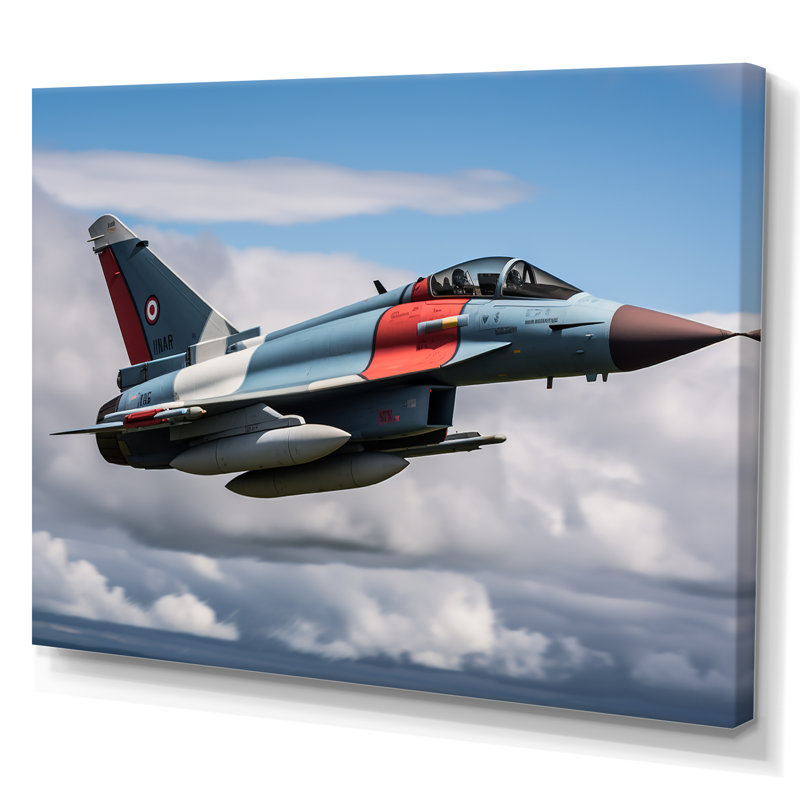 Avion de chasse militaire II sur toile, Toile tendue, H 30 po x l 40 po x P 1,5 po