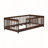 Twin Size Rubber Wood Floor Bed with Safety Guardrails for Compact Rooms and Kids' Safety-506514251