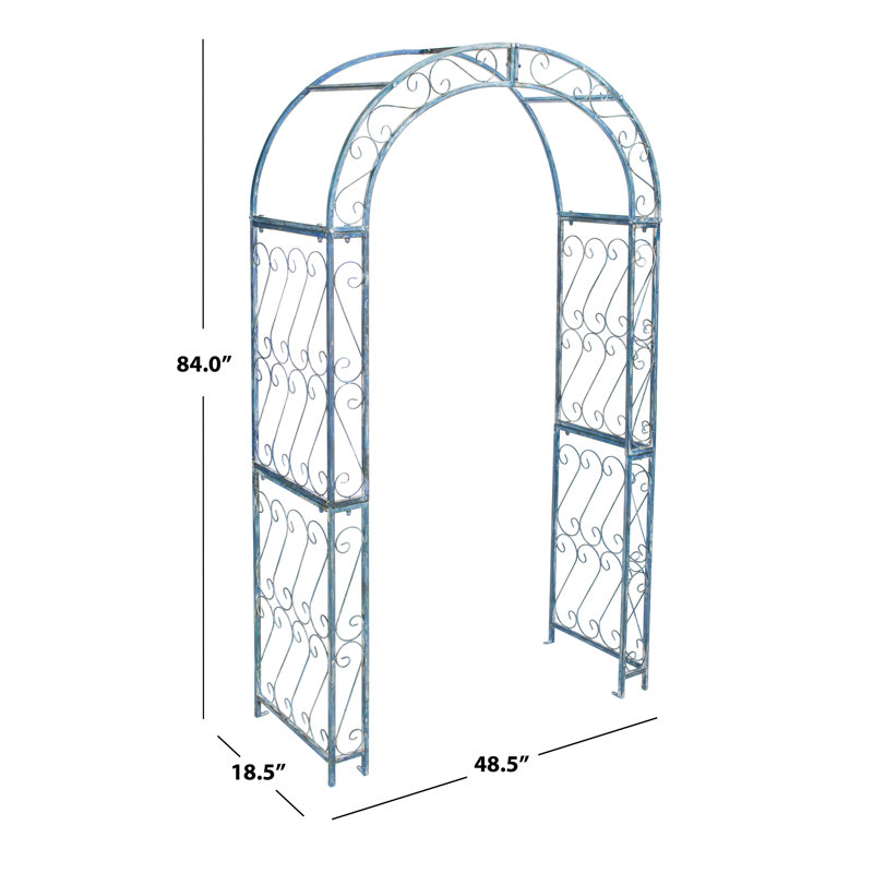 Antique Blue Iron Garden Trellis Arch Arbor