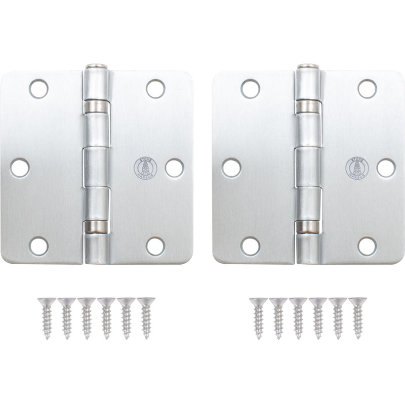 Charnières de porte à roulement à billes 3-1 / 2 ", angle de rayon de 1/4", Chrome satiné