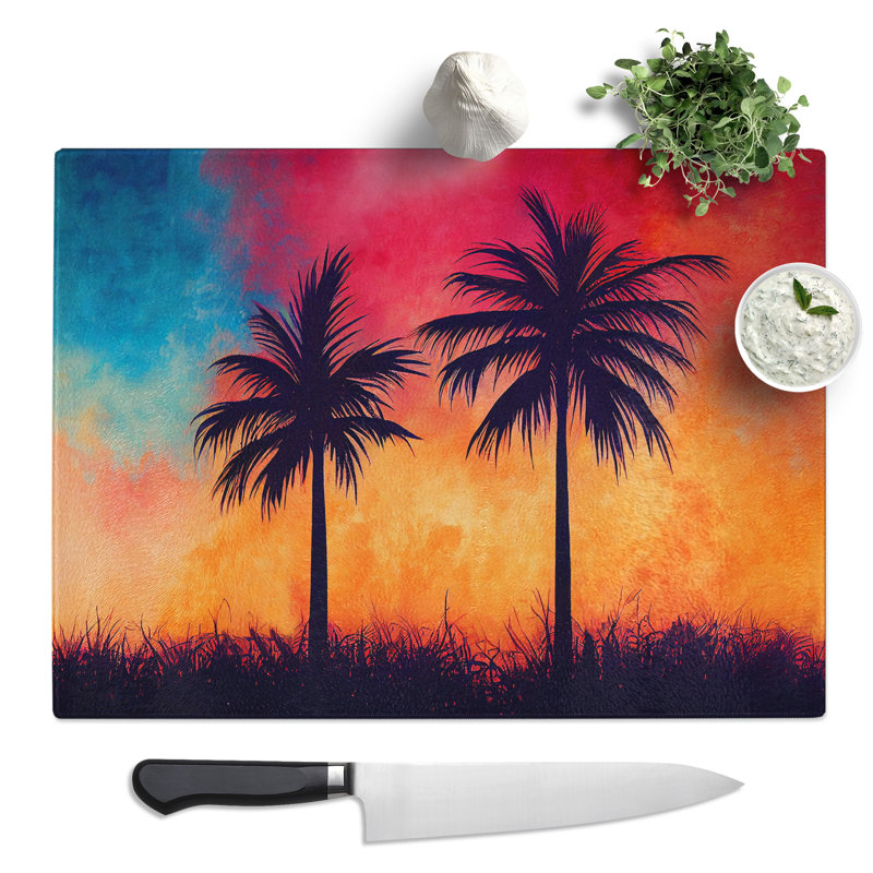 Fearless Palm Trees  Glass Chopping Board