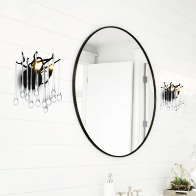 10'' Black Glam Wall Sconce for Bedroom, Entryway, Powder Room – LED Compatible 2-Light with G9 Bulb Base