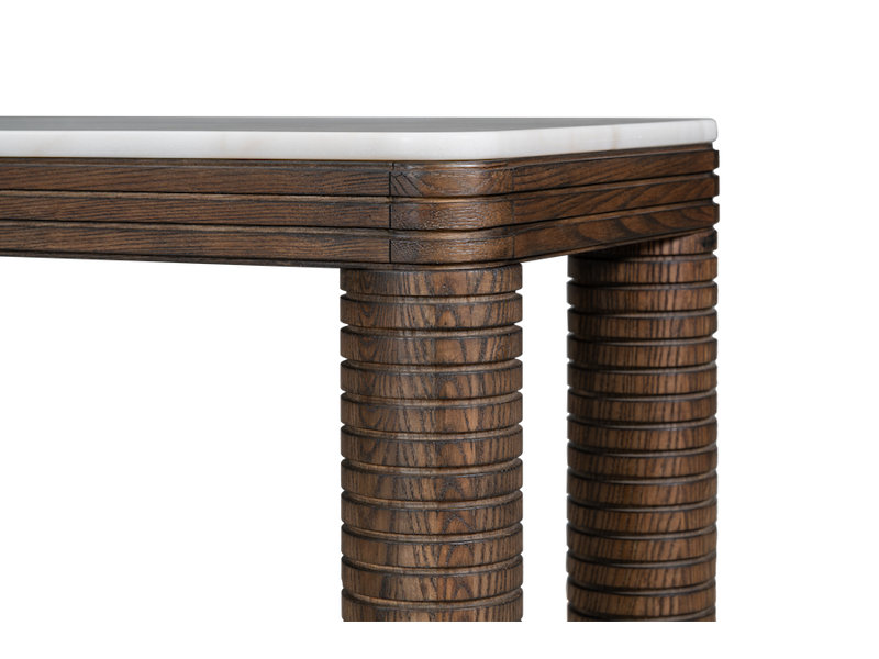 Durham Oak Wood with Grecian White Marble Top 72" Console Table
