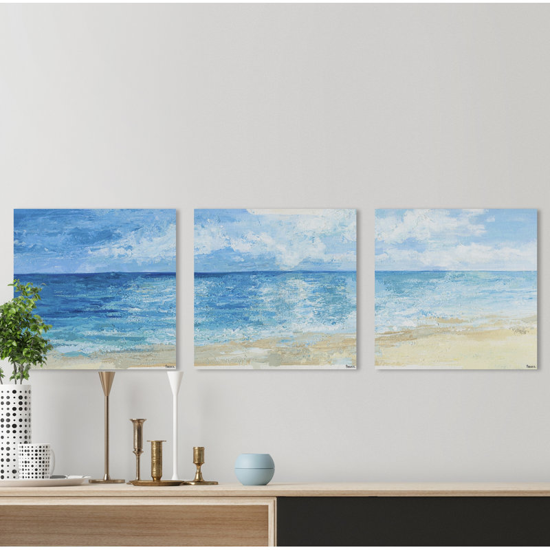 « deep blue sea » par parvez taj,-image multi-pièces sur toile tendue, H 12 po x l 12 po x P 1,5 po