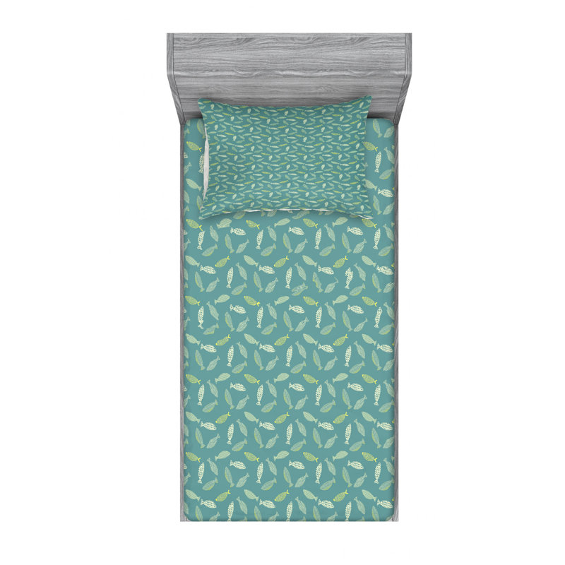 Fish Microfiber Sheet Set, Twin XL Sheet Set with Fitted Sheet