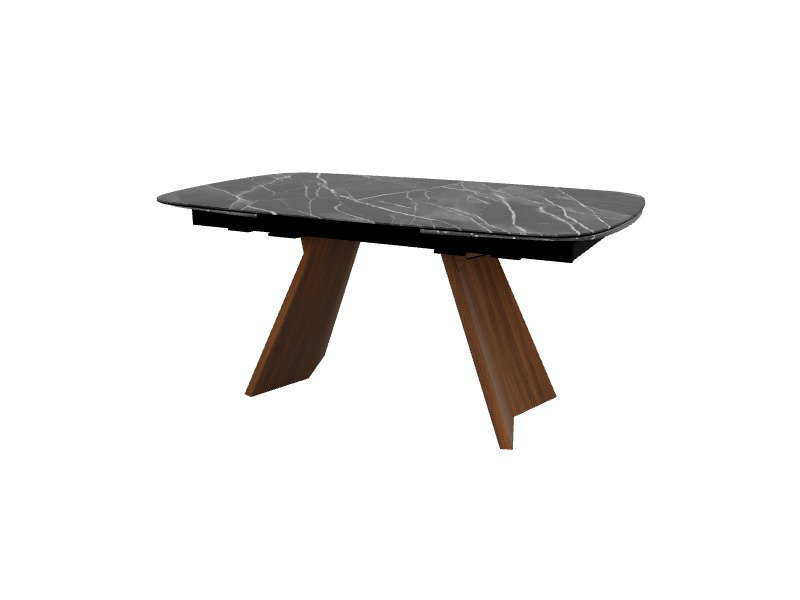 Icaro Extendable Tables, Black Statuary, Canaletto Walnut