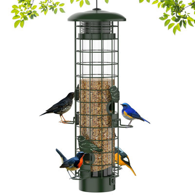 Squirrel Proof Bird Feeder,Metal Mesh Bird Feeders For Outdoors Hanging(Green)