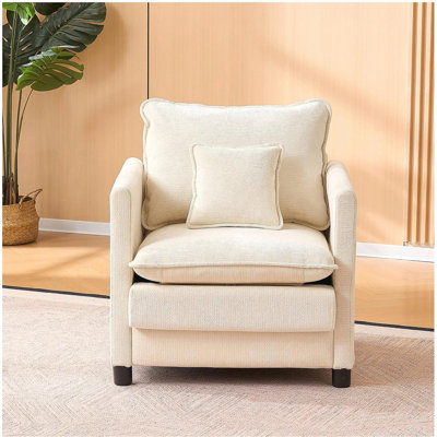 Chaise de salon moderne simple, fauteuil de détente confortable, coussin rembourré épais avec ensemble de confort à 3 coussins pour la maison intérieure, beige
