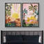 «Bright Preppy Animals Sunlight Over Tropical Jungle Cheetah Cat Nature», ensemble de 2 impressions encadrées sur toile-75848135-75848136