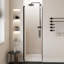 Porte de douche à simple porte l 28 po x H 72 po avec alliage d'aluminium noir mat et porte de douche en verre trempé de 0,24 po