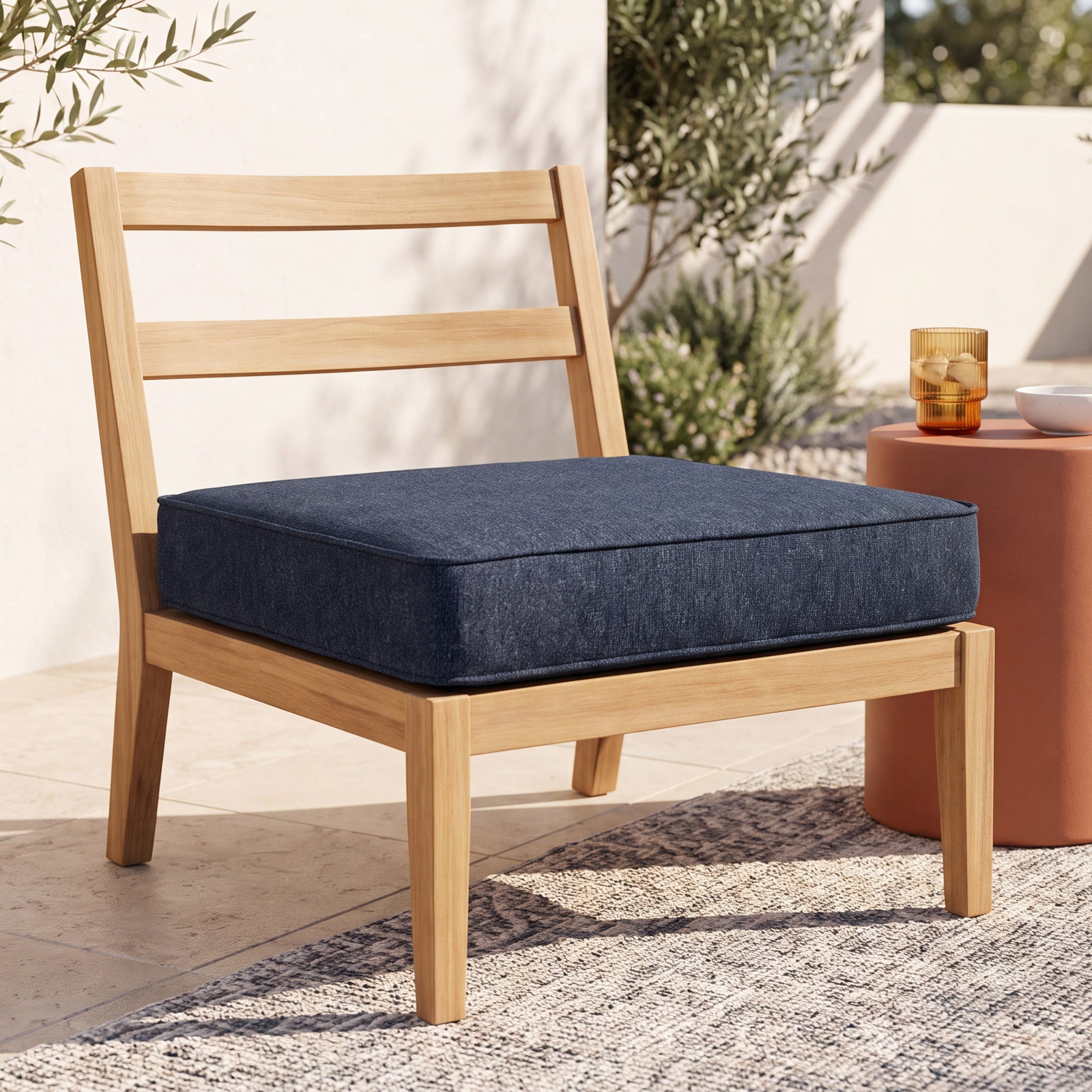 Sunbrella® Seat Cushion, Improve Indigo Sunbrella®