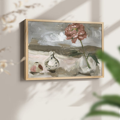 Vase de fleurs roses - reproduction encadrée