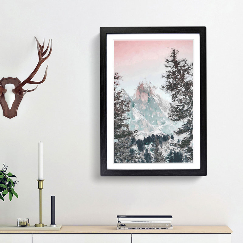 Mountain Peak in Abstract - Framed Print, 87cm H x 62cm W x 2cm D, Black Framed